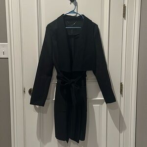 Luxurious wool blend wrap coat feels like cashmere size small dark gray